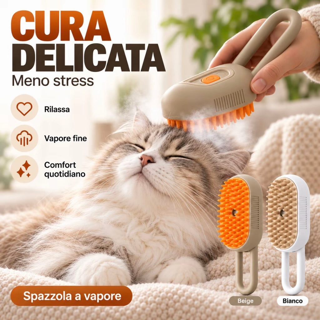 Spazzola a Vapore 3 in 1 per Animali Domestici