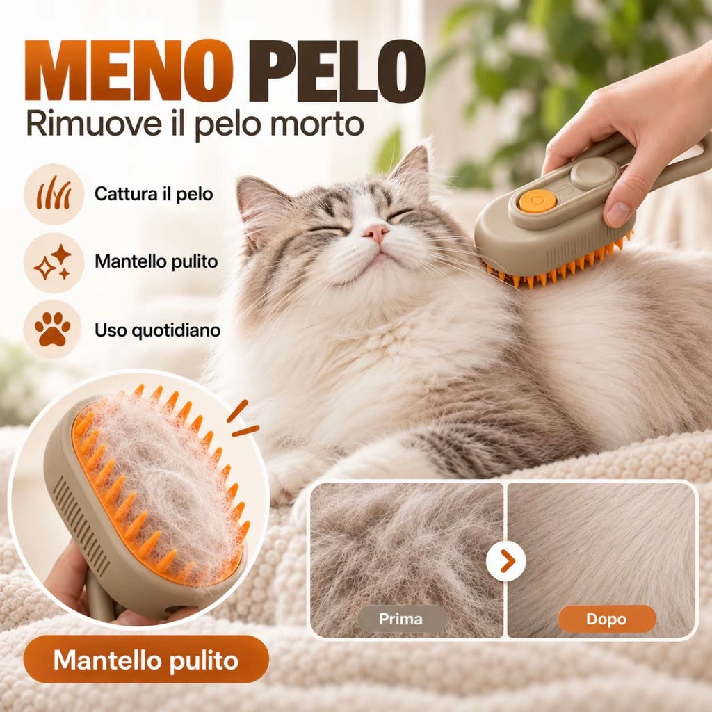 Spazzola a Vapore 3 in 1 per Animali Domestici