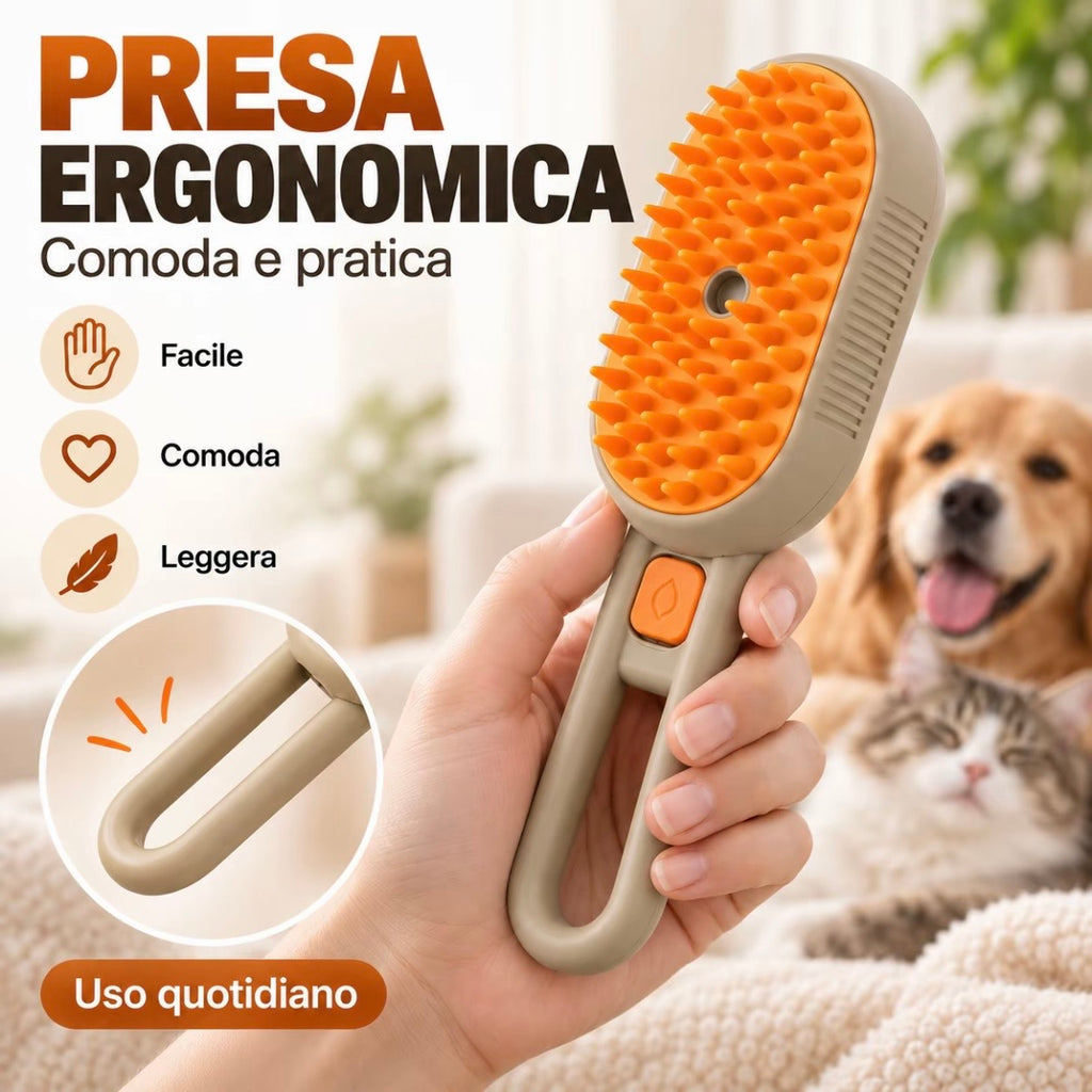 Spazzola a Vapore 3 in 1 per Animali Domestici