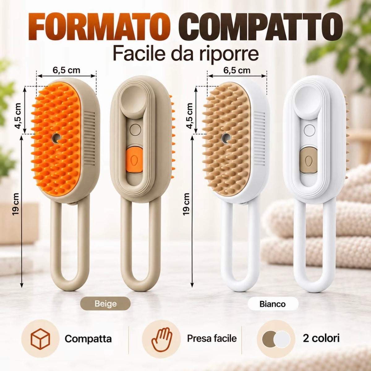 Spazzola a Vapore 3 in 1 per Animali Domestici